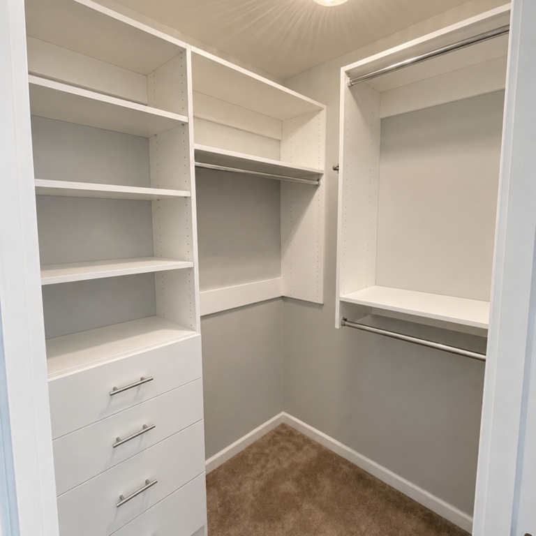 Reach-in in white, and one in walnut with a hamper – photo 1