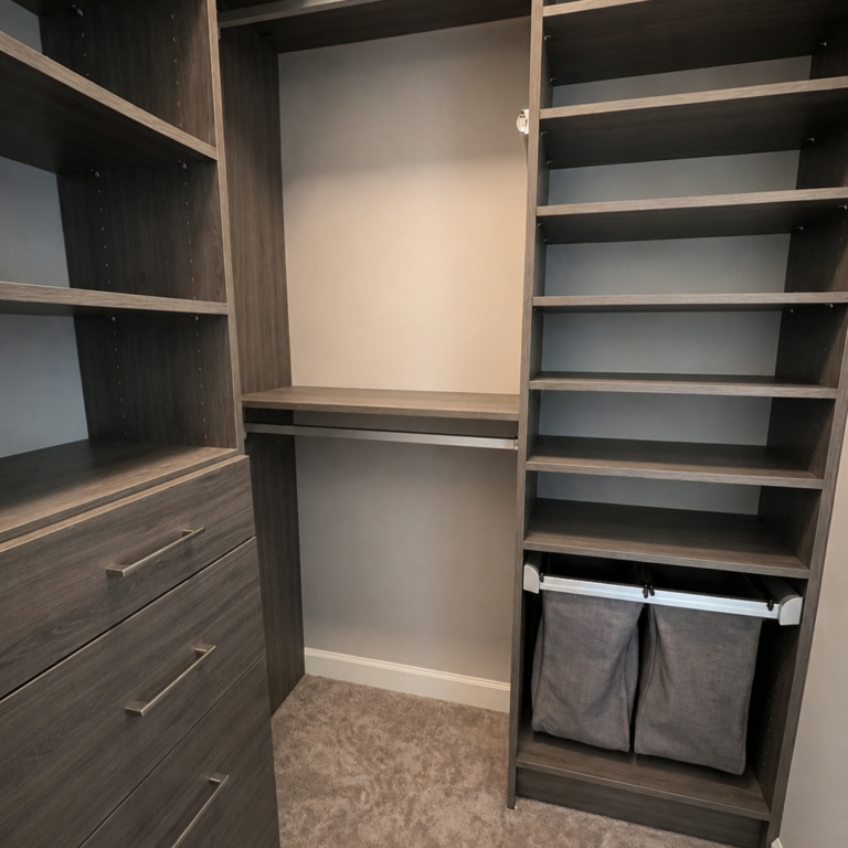 Reach-in in white, and one in walnut with a hamper – photo 2